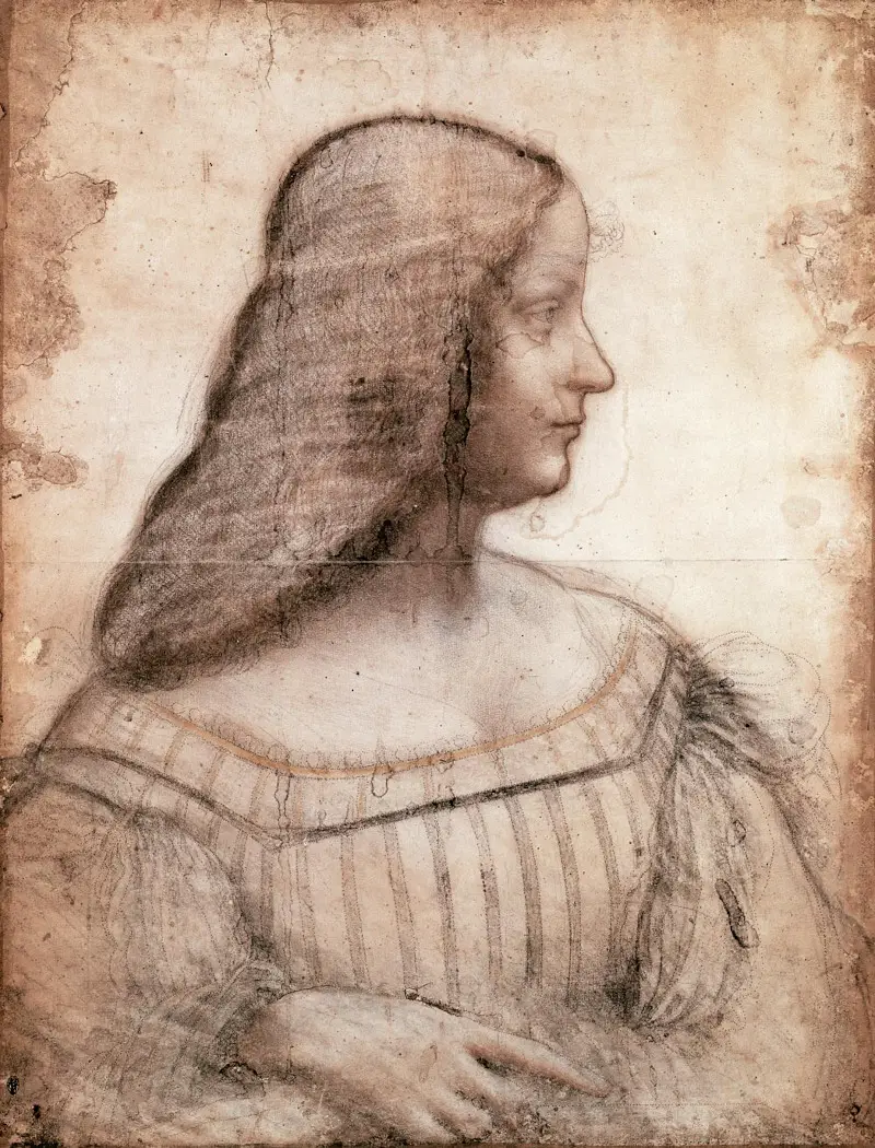 Portrait of Isabella d'Este Leonardo a Vinci Drawing